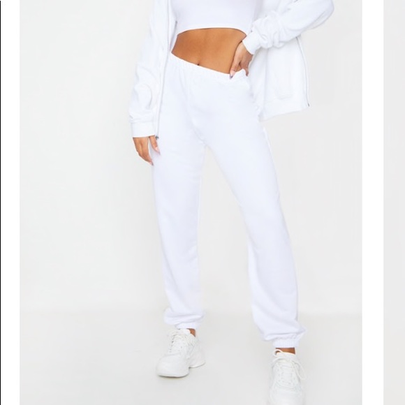 White Basic Joggers - Picture 1 of 4